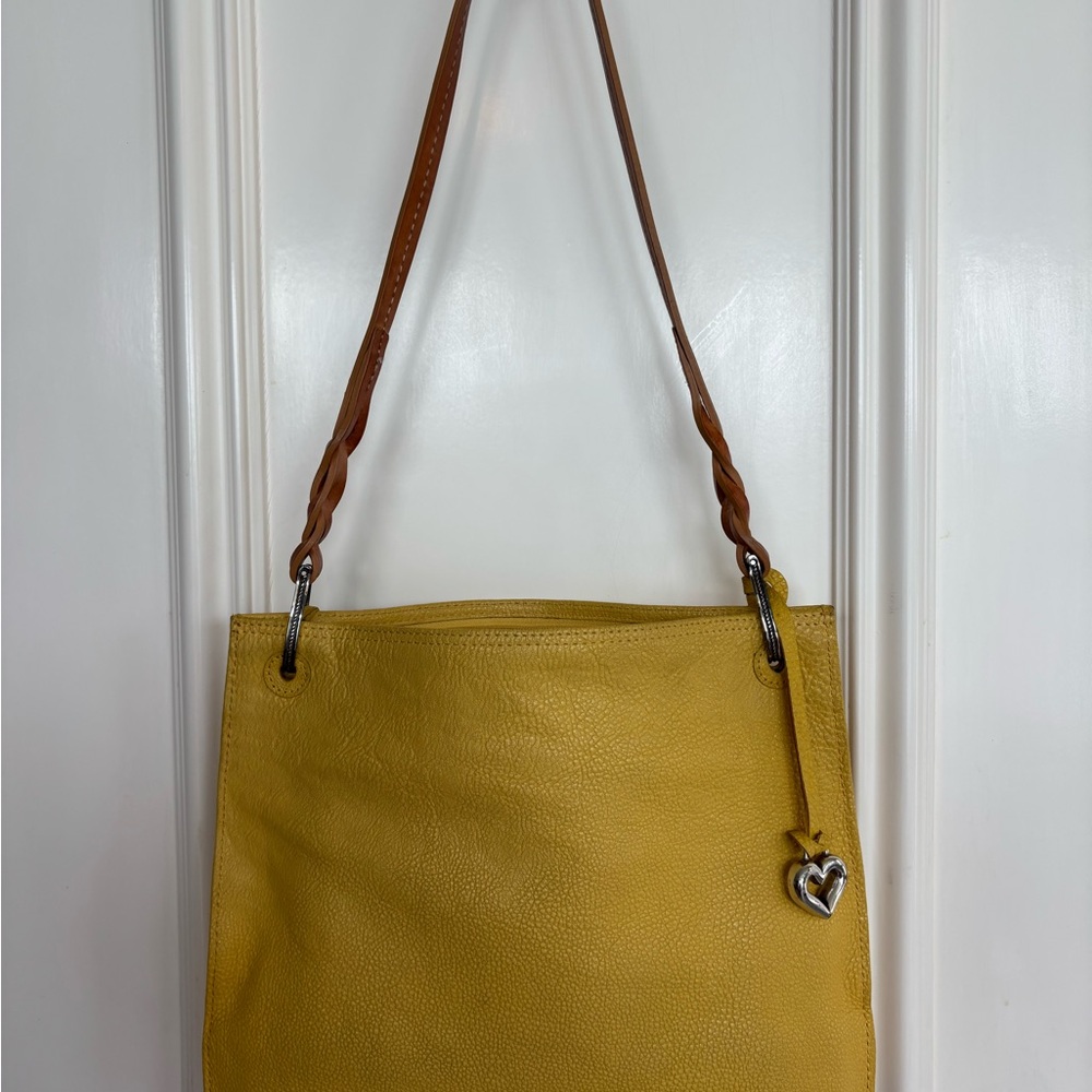 Brighton Yellow and Brown Embossed Shoulder Bag - Picture 4 of 9